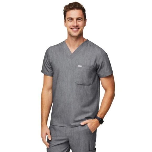 FIGS Leon Three-Pocket Graphite Gray Scrub Top M EUC - Picture 1 of 10